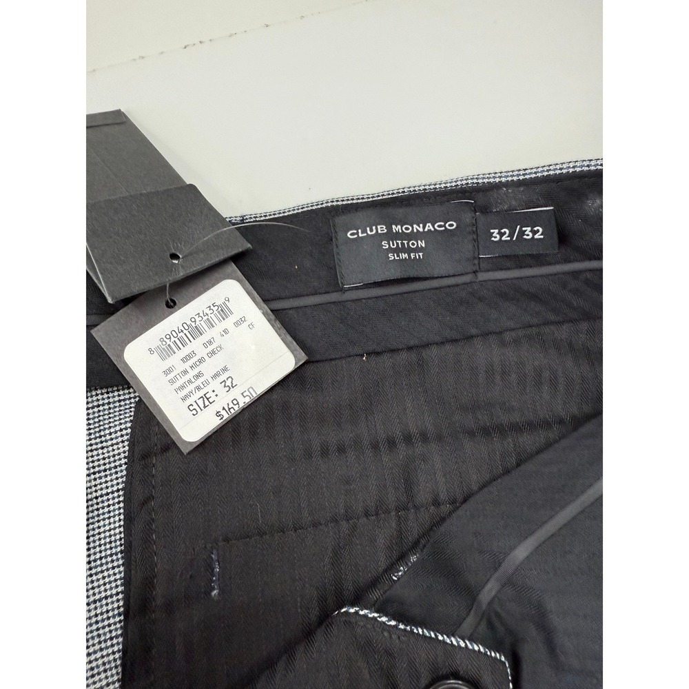 Club Monaco Sutton Slim Fit Micro Check Linen Pants Mens 32x32 NEW MSRP 169 - Picture 3 of 8